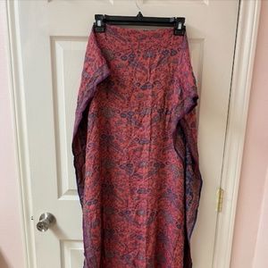 Pink-red and blue paisley scarf